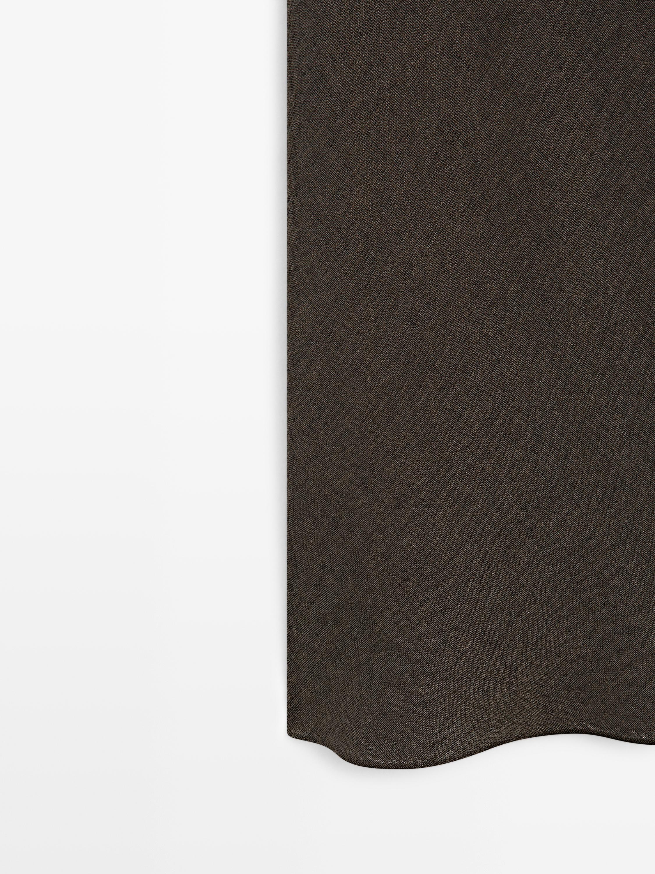 100% linen midi dress with shoulder detail